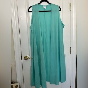 LuLaRoe Joy Sleeveless Teal Aqua blue Kimono sz L